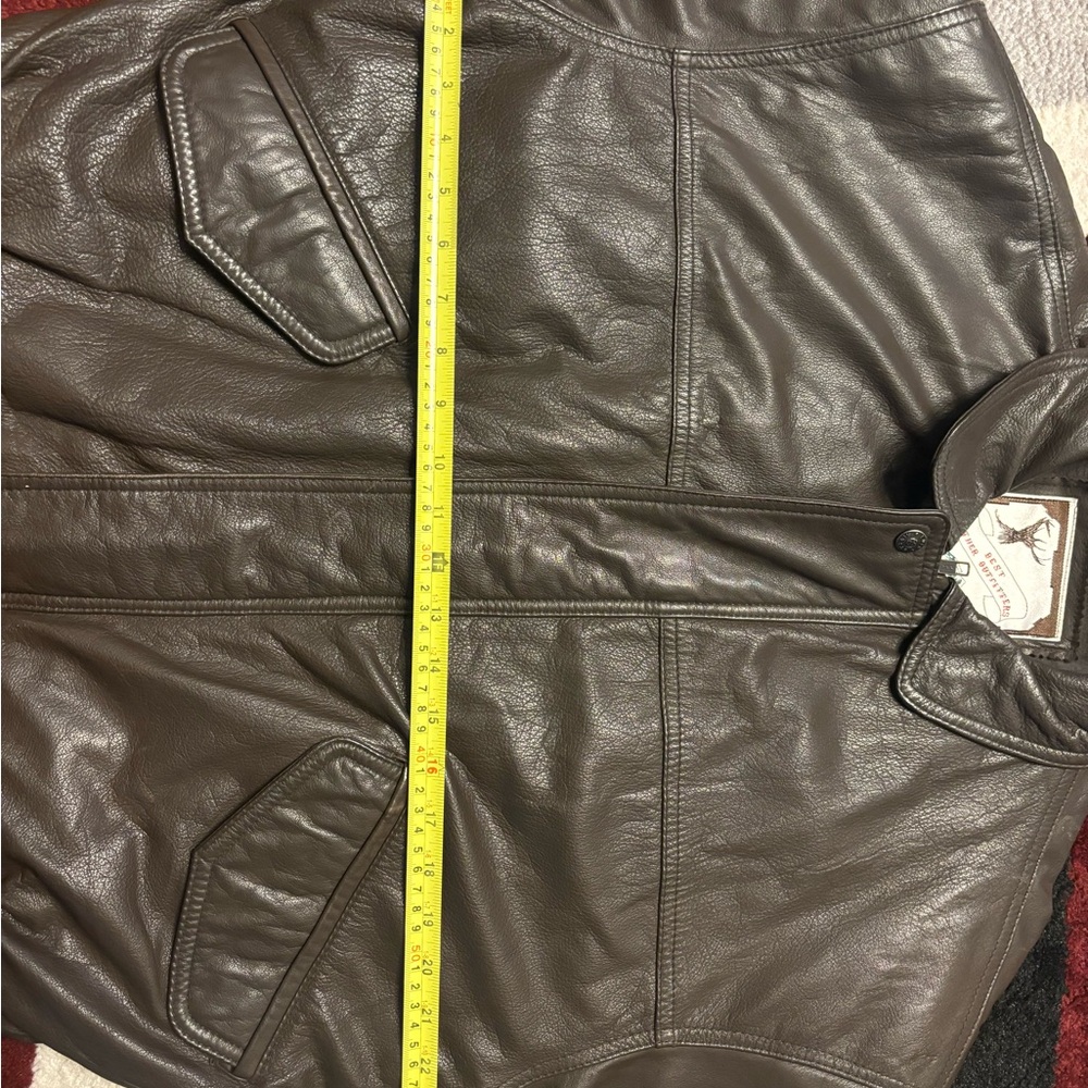 Vintage Brown Leather Bomber Jacket